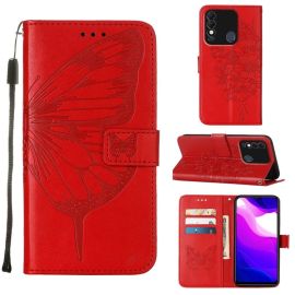 Copri portafoglio ART Tecno Spark 8 BUTTERFLY rosso