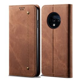 DENIM Cover portafoglio per One Plus 7T marrone