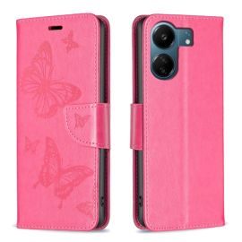 Cover portafoglio ART BUTTERFLY per Xiaomi Redmi 13C / Poco C65 rosa scuro