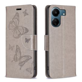 Cover portafoglio ART BUTTERFLY per Xiaomi Redmi 13C / Poco C65 grigia