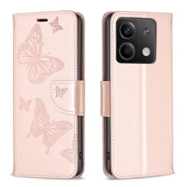 Cover portafoglio ART BUTTERFLY per Xiaomi Redmi Note 13 oro rosa