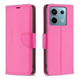 Custodia a portafoglio LITCHI per Xiaomi Redmi Note 13 Pro rosa scuro