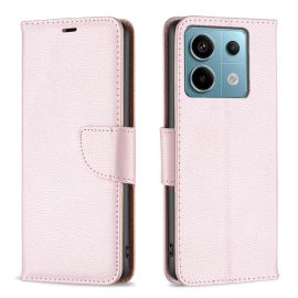 Custodia a portafoglio LITCHI per Xiaomi Redmi Note 13 Pro oro rosa