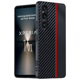 CARBON Custodia protettiva per Sony Xperia 1 VI nero-rosso