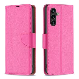 Custodia a portafoglio LITCHI per Samsung Galaxy A55 5G rosa scuro