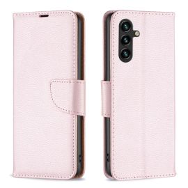 Custodia a portafoglio LITCHI per Samsung Galaxy A55 5G oro rosa