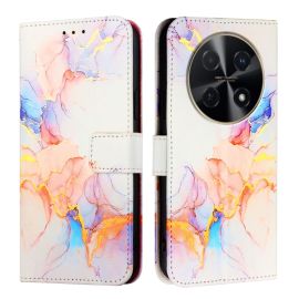 ART MARBLE Copri portafoglio per Huawei Nova 12i WHITE ARANCIONE