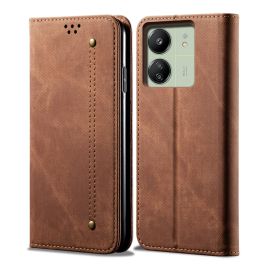 DENIM Custodia a portafoglio per Xiaomi Redmi 13C / Poco C65 marrone