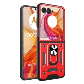 RING Coperchio con supporto per Motorola Razr 50 Ultra rosso