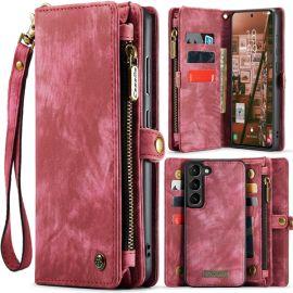 WALLET Cover protettiva con portafoglio 2 in 1 per Samsung Galaxy S24 5G rossa