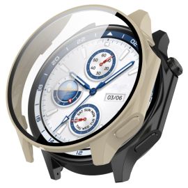 PC FULL COVER Cover in plastica con vetro per OnePlus Watch 2 beige