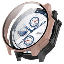 PC FULL COVER Cover in plastica con vetro per OnePlus Watch 2 rosa