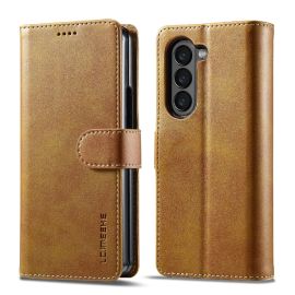 IMEEKE Cover portafoglio per Samsung Galaxy Z Fold6 5G marrone chiaro