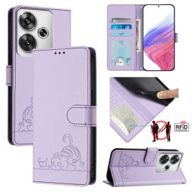 ART CAT E MOUSE Custodia a portafoglio con cordino per Xiaomi Poco F6 viola