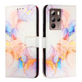 Cover portafoglio ART MARBLE per HTC U24 Pro WHITE ARANCIONE