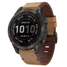 LEATHER Cinturino in pelle Garmin Fenix 7 / 7 Solar / 7 Sapphire marrone chiaro