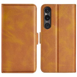 Custodia a portafoglio SIDE per Sony Xperia 1 VI marrone chiaro