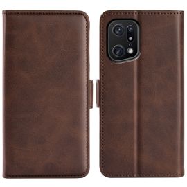 Custodia a portafoglio SIDE Oppo Find X5 Pro marrone scuro