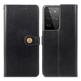 Custodia a portafoglio BUCKLE LEATHER Samsung Galaxy S21 Ultra 5G nera