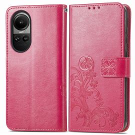 ART FLOWER S Custodia a portafoglio Oppo Reno10 5G / Reno 10 Pro 5G rosa scuro
