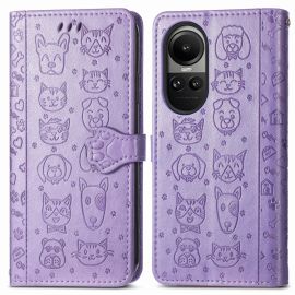 CUTE CAT Custodia a portafoglio Oppo Reno10 5G / Reno10 Pro 5G viola