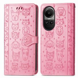 CUTE CAT Custodia a portafoglio Oppo Reno10 5G / Reno10 Pro 5G rosa