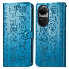 CUTE CAT Custodia a portafoglio Oppo Reno10 5G / Reno10 Pro 5G blu