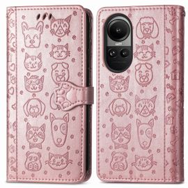 CUTE CAT Custodia a portafoglio Oppo Reno10 5G / Reno10 Pro 5G oro rosa