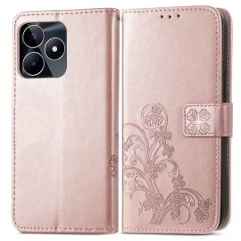 Custodia a portafoglio ART FLOWER S per Realme C53 rosa chiaro